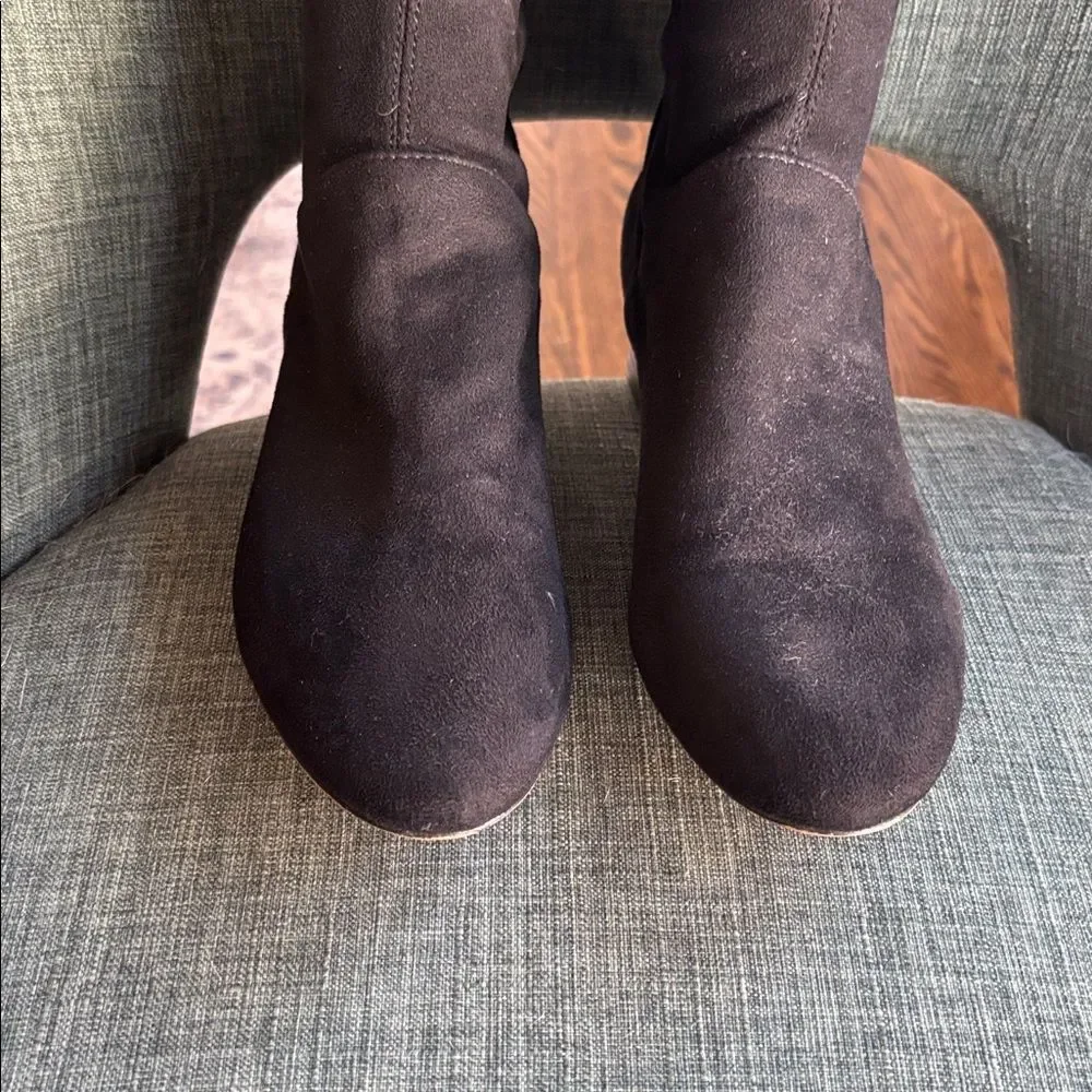 Boden Black stretch Suede pull on slouchy Knee length Boots size women’s 39/US 8